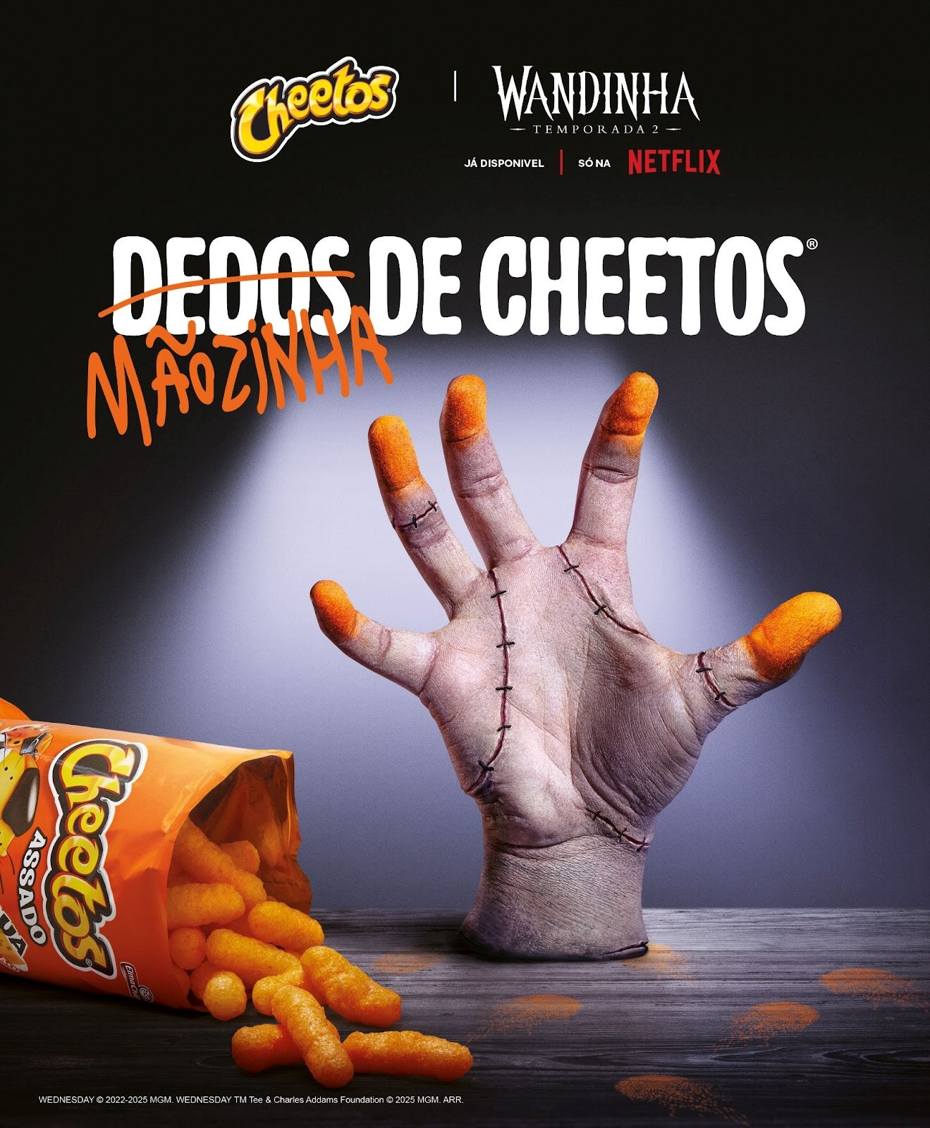 CHEETOS® conta com personagem Mãozinha, da série Wandinha, da Netflix, para ser o influenciador de sua 
nova campanha